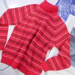 Lands’ End Red Fair Isle Vintage Sweater